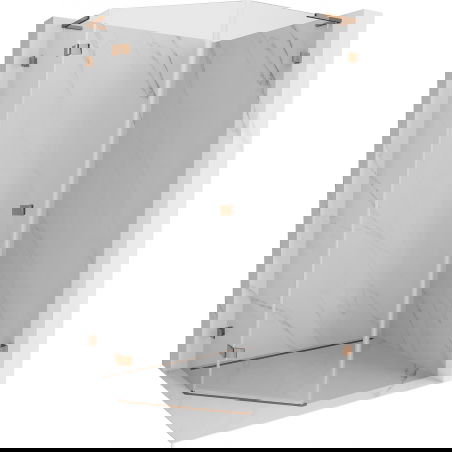 Mexen Lunar L Pentagonal Shower Enclosure Hinged Left 80 x 100 cm, Transparent, Rose Gold - 831L-080L-100P-60-00-L