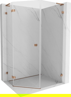 Mexen Lunar L pentagonal shower enclosure left hinge 80 x 100 cm, transparent, pink gold - 831L-080L-100P-60-00-L