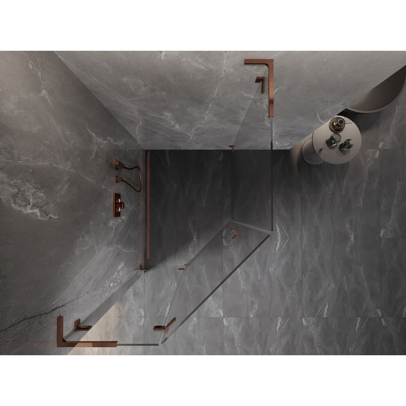 Mexen Lunar L pentagonal shower cabin hinged left 80 x 100 cm, transparent, pink gold - 831L-080L-100P-60-00-L