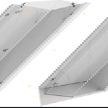 Mexen Lunar pentagonal shower enclosure, left hinged 80 x 90 cm, transparent, rose gold - 831-080L-090P-60-00-L