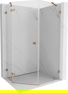 Mexen Lunar pentagonal hinged left shower enclosure 80 x 100 cm, transparent, pink gold - 831-080L-100P-60-00-L