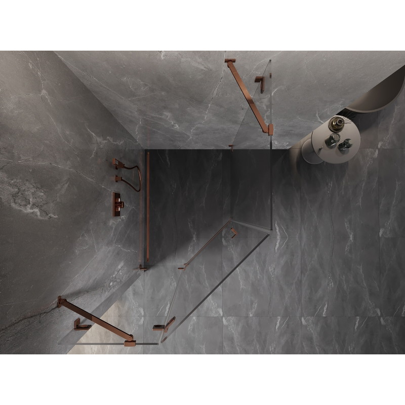 Mexen Lunar pentagonal left hinged shower cabin 90 x 100 cm, transparent, rose gold - 831-090L-100P-60-00-L