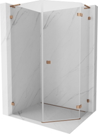 Mexen Lunar L right-side hinged pentagonal shower cabin 80 x 100 cm, transparent, rose gold - 831L-080P-100L-60-00-P