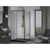 Mexen Apia sliding shower cabin 100 x 100 cm, transparent, gold + Flat tray, black - 840-100-100-50-00-4070G