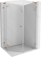 Mexen Lunar L pentagonal left hinged shower enclosure 80 x 100 cm, transparent, brushed copper - 831L-080L-100P-65-00-L