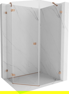 Mexen Lunar pentagonal shower enclosure, left hinged, 80 x 90 cm, transparent, brushed copper - 831-080L-090P-65-00-L