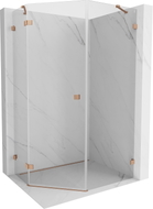 Mexen Lunar pentagon-shaped left-hinged shower cabin 90 x 100 cm, transparent, brushed copper - 831-090L-100P-65-00-L