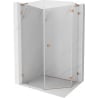 Mexen Lunar L pentagonal right hinged shower enclosure 80 x 90 cm, transparent, brushed copper - 831L-080P-090L-65-00-P