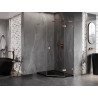 Mexen Lunar L pentagonal right-hinged shower enclosure 90 x 100 cm, transparent, brushed copper - 831L-090P-100L-65-00-P