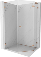Mexen Lunar L pentagonal right-hinged shower enclosure 90 x 100 cm, transparent, brushed copper - 831L-090P-100L-65-00-P