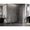 Mexen Lunar L pentagonal right-hinged shower enclosure 90 x 100 cm, transparent, brushed copper - 831L-090P-100L-65-00-P