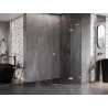 Mexen Lunar L pentagonal right-hinged shower enclosure 90 x 100 cm, transparent, brushed copper - 831L-090P-100L-65-00-P