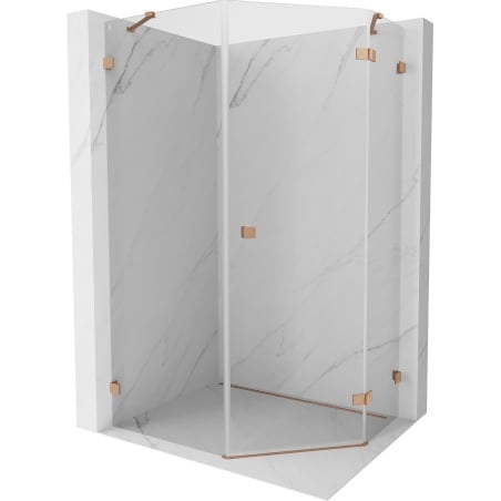 Mexen Lunar pentagonal right-hinged shower cabin 80 x 100 cm, transparent, brushed copper - 831-080P-100L-65-00-P