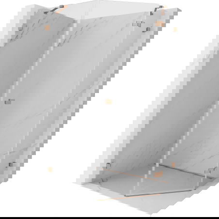 Mexen Lunar pentagonal swing shower cabin right 80 x 100 cm, transparent, brushed copper - 831-080P-100L-65-00-P