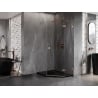 Mexen Lunar pentagonal right-hinged shower cabin 80 x 100 cm, transparent, brushed copper - 831-080P-100L-65-00-P