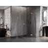Mexen Lunar pentagonal right-hinged shower cabin 80 x 100 cm, transparent, brushed copper - 831-080P-100L-65-00-P
