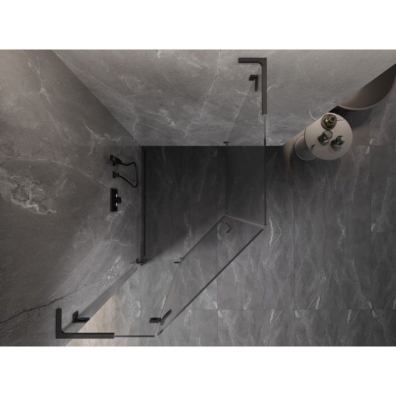 Mexen Lunar L pentagonal hinged left shower cabin 80x90 cm, transparent, gun gray brushed - 831L-080L-090P-66-00-L