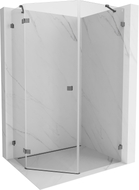 Mexen Lunar pentagonal shower enclosure with left hinged door 80 x 100 cm, transparent, brushed gun gray - 831-080L-100P-66-00-L