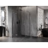 Mexen Lunar pentagonal shower enclosure with left hinged door 80 x 100 cm, transparent, brushed gun gray - 831-080L-100P-66-00-L