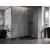 Mexen Lunar L pentagonal right-side hinged shower cabin 80x90 cm, transparent, gun gray brushed - 831L-080P-090L-66-00-P