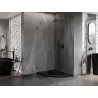 Mexen Lunar pentagonal hinged shower enclosure right 80 x 90 cm, transparent, gun gray brushed - 831-080P-090L-66-00-P