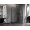Mexen Lunar pentagonal hinged shower enclosure right 80 x 90 cm, transparent, gun gray brushed - 831-080P-090L-66-00-P