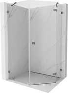 Mexen Lunar pentagonal shower enclosure right hinged 80 x 100 cm, transparent, brushed gun gray - 831-080P-100L-66-00-P