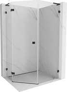 Mexen Lunar L pentagonal shower enclosure with left hinge 80 x 90 cm, transparent, black - 831L-080L-090P-70-00-L