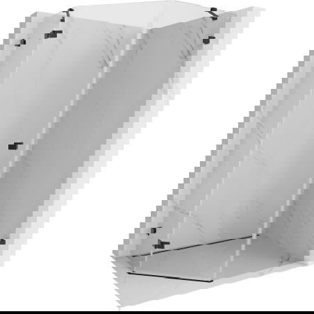 Mexen Lunar pentagonal shower enclosure, left hinged 80 x 90 cm, transparent, black - 831-080L-090P-70-00-L