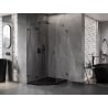 Mexen Lunar Pentagonal Hinged Shower Enclosure Left 80 x 90 cm, Transparent, Black - 831-080L-090P-70-00-L