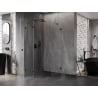 Mexen Lunar Pentagonal Hinged Shower Enclosure Left 80 x 90 cm, Transparent, Black - 831-080L-090P-70-00-L