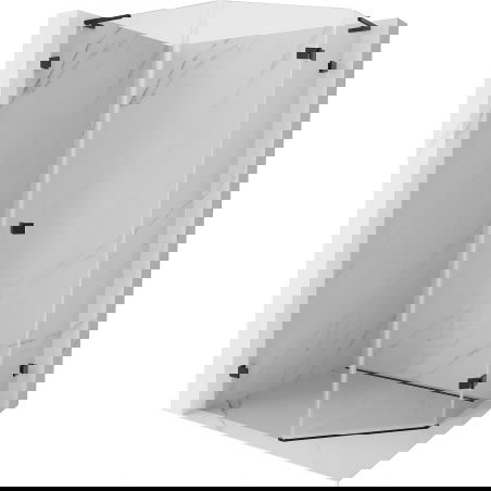 Mexen Lunar L pentagonal hinged shower enclosure right 80 x 90 cm, transparent, black - 831L-080P-090L-70-00-P