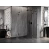 Mexen Lunar L pentagonal shower enclosure right hinged 80 x 90 cm, transparent, black - 831L-080P-090L-70-00-P