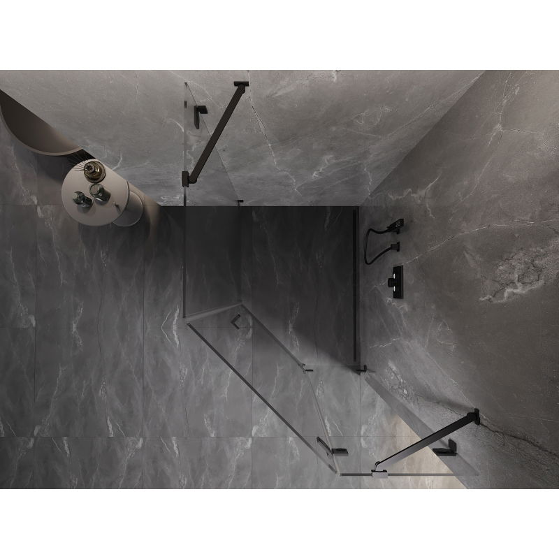 Mexen Lunar pentagonal shower enclosure hinged right 80 x 100 cm, transparent, black - 831-080P-100L-70-00-P