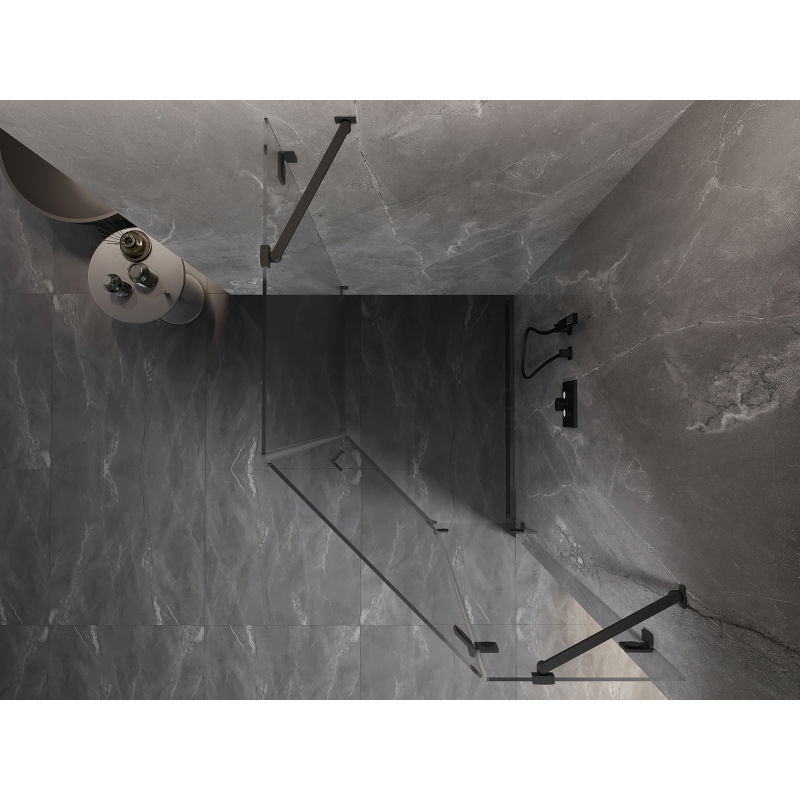 Mexen Lunar pentagonal right-hinged shower cabin 80 x 90 cm, transparent, gun metal - 831-080P-090L-95-00-P