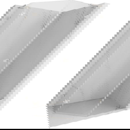 Mexen Lunar L pentagonal shower enclosure, left hinge 80 x 90 cm, transparent, brushed nickel - 831L-080L-090P-97-00-L