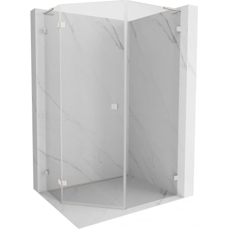 Mexen Lunar L pentagonal left hinged shower cabin 80 x 100 cm, transparent, brushed nickel - 831L-080L-100P-97-00-L