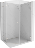 Mexen Lunar L pentagonal shower cabin hinged left 80 x 100 cm, transparent, brushed nickel - 831L-080L-100P-97-00-L
