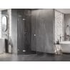 Mexen Lunar L pentagonal left hinged shower cabin 80 x 100 cm, transparent, brushed nickel - 831L-080L-100P-97-00-L