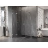 Mexen Lunar L pentagonal hinged left shower cabin 90 x 100 cm, transparent, brushed nickel - 831L-090L-100P-97-00-L