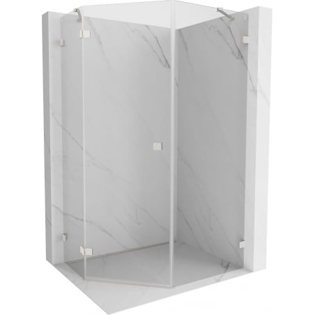 Mexen Lunar pentagonal shower enclosure with left side hinge 80 x 90 cm, transparent, brushed nickel - 831-080L-090P-97-00-L