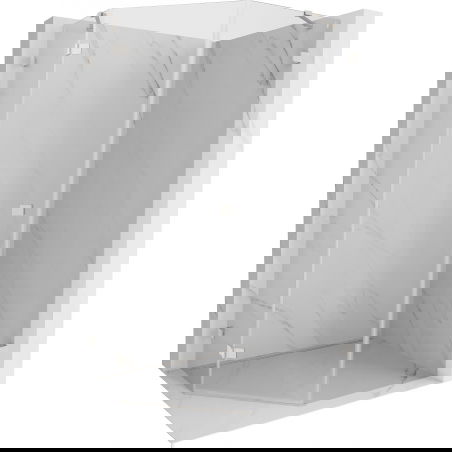 Mexen Lunar Pentagonal Shower Enclosure Hinged Left 80 x 100 cm, Transparent, Brushed Nickel - 831-080L-100P-97-00-L