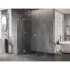 Mexen Lunar pentagonal left-hinged shower cabin 80 x 100 cm, transparent, brushed nickel - 831-080L-100P-97-00-L