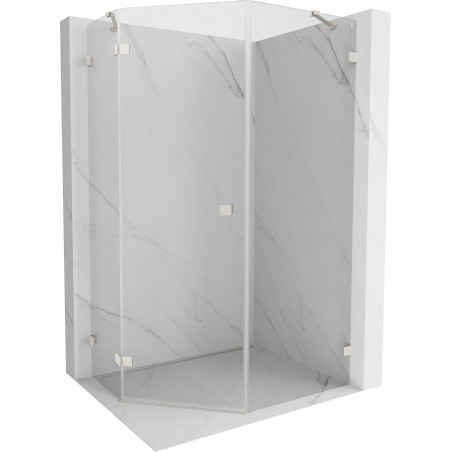 Mexen Lunar pentagonal hinged left shower cabin 90 x 100 cm, transparent, brushed nickel - 831-090L-100P-97-00-L
