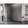 Mexen Lunar pentagonal hinged left shower cabin 90 x 100 cm, transparent, brushed nickel - 831-090L-100P-97-00-L