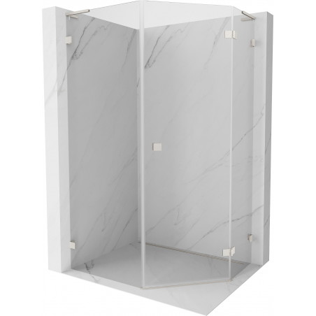 Mexen Lunar L pentagonal hinged right shower cabin 80 x 90 cm, transparent, brushed nickel - 831L-080P-090L-97-00-P