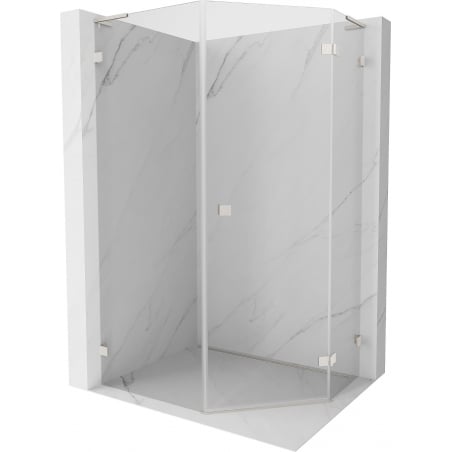 Mexen Lunar L pentagonal shower cabin, right-hinged 80 x 90 cm, transparent, brushed nickel - 831L-080P-090L-97-00-P