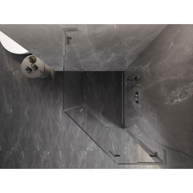 Mexen Lunar L pentagonal shower cabin, right-hinged 80 x 90 cm, transparent, brushed nickel - 831L-080P-090L-97-00-P