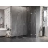 Mexen Lunar L pentagonal hinged right shower cabin 80 x 90 cm, transparent, brushed nickel - 831L-080P-090L-97-00-P
