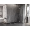 Mexen Lunar L pentagonal right pivot shower enclosure 80x100 cm, transparent, brushed nickel - 831L-080P-100L-97-00-P